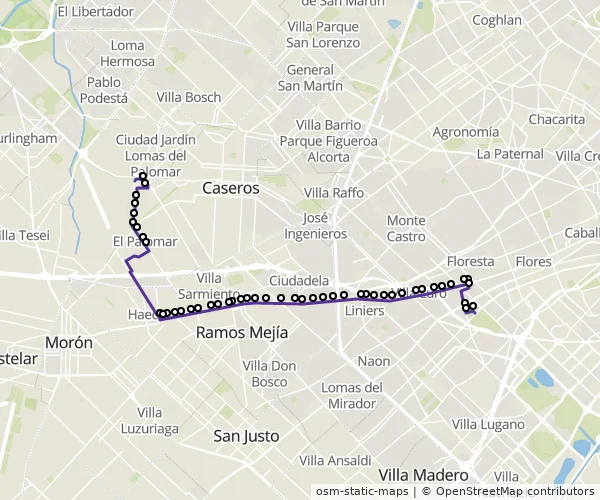 Mapa do itinerário da linha