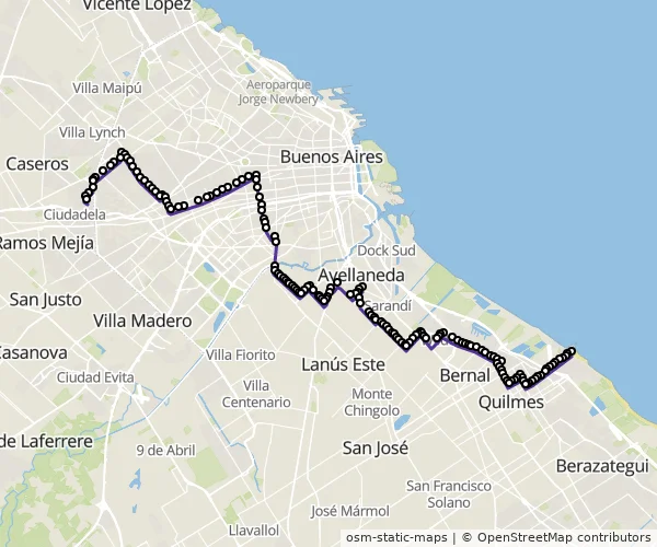 Mapa do itinerário da linha