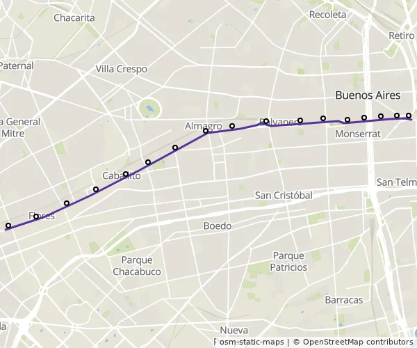Mapa do itinerário da linha