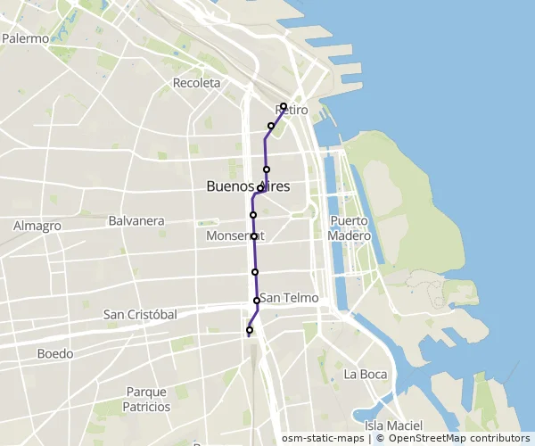 Mapa do itinerário da linha