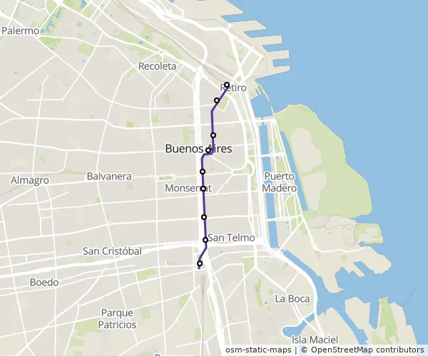 Mapa do itinerário da linha