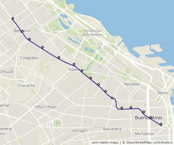 Mapa do itinerário da linha