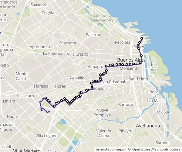 Mapa do itinerário da linha