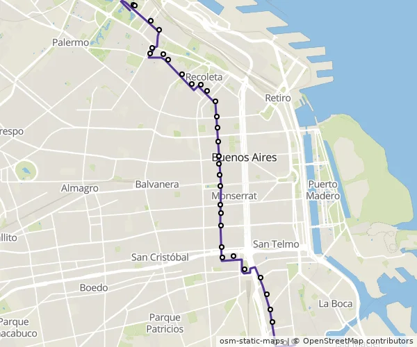 Mapa do itinerário da linha