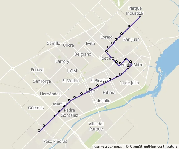 Mapa do itinerário da linha