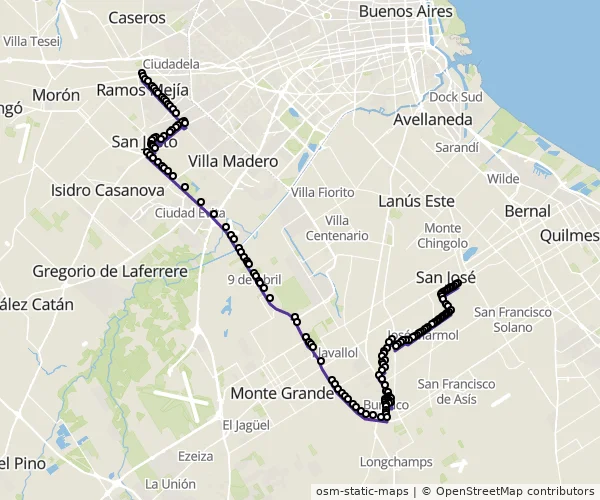 Mapa do itinerário da linha