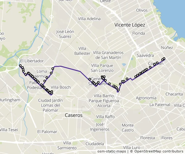 Mapa do itinerário da linha