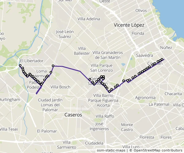 Mapa do itinerário da linha
