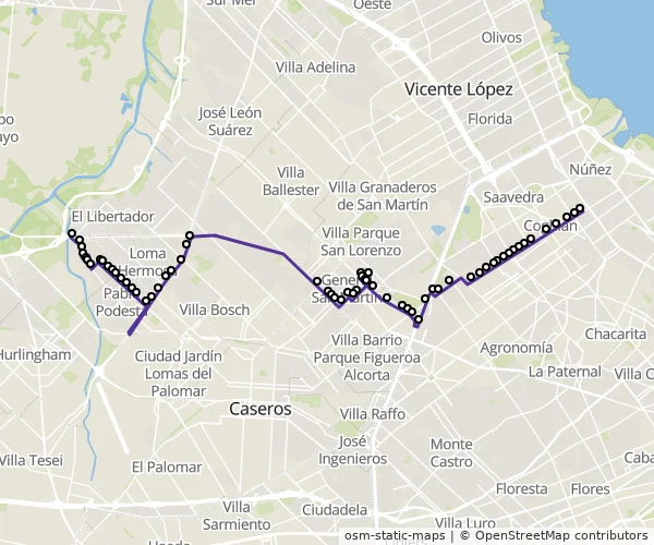 Mapa do itinerário da linha