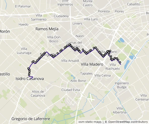 Mapa do itinerário da linha