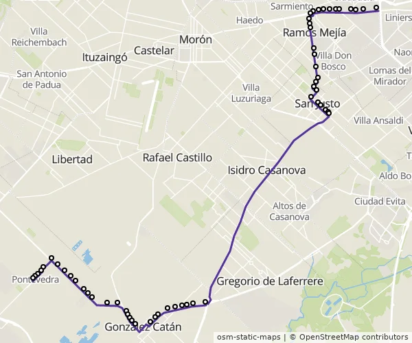 Mapa do itinerário da linha