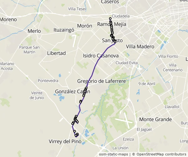 Mapa do itinerário da linha