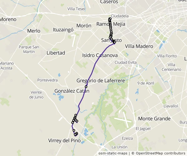 Mapa do itinerário da linha