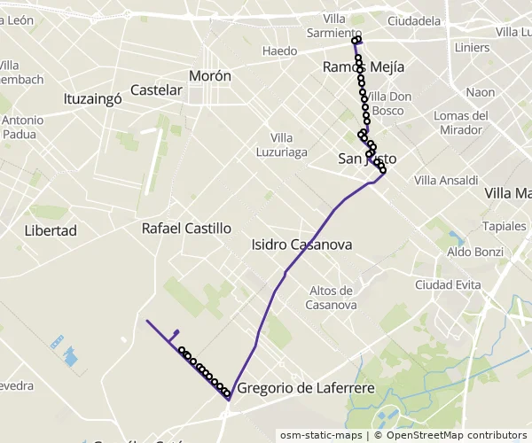 Mapa do itinerário da linha