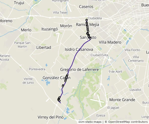 Mapa do itinerário da linha