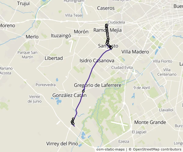 Mapa do itinerário da linha