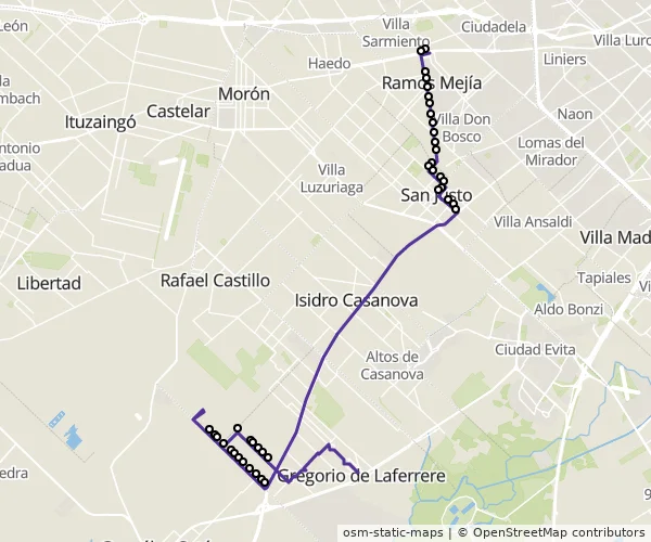 Mapa do itinerário da linha