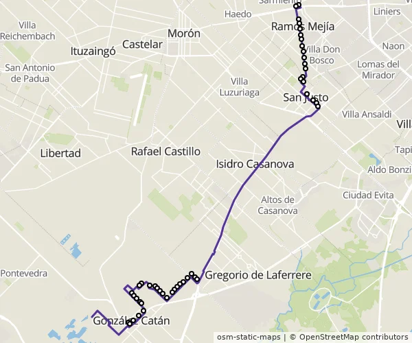 Mapa do itinerário da linha
