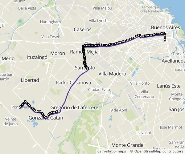 Mapa do itinerário da linha