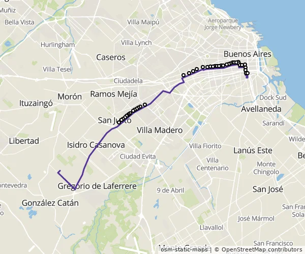 Mapa do itinerário da linha