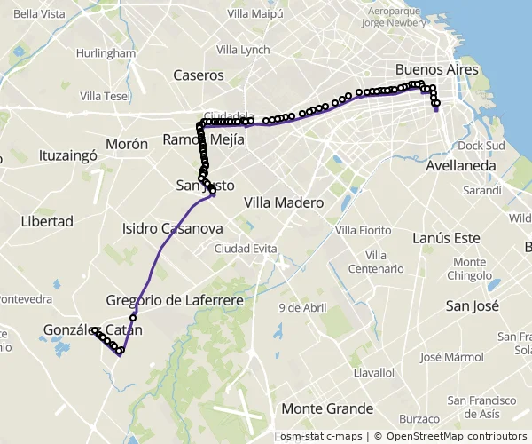 Mapa do itinerário da linha