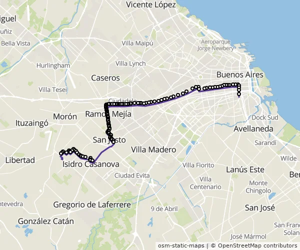 Mapa do itinerário da linha