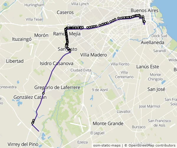 Mapa do itinerário da linha