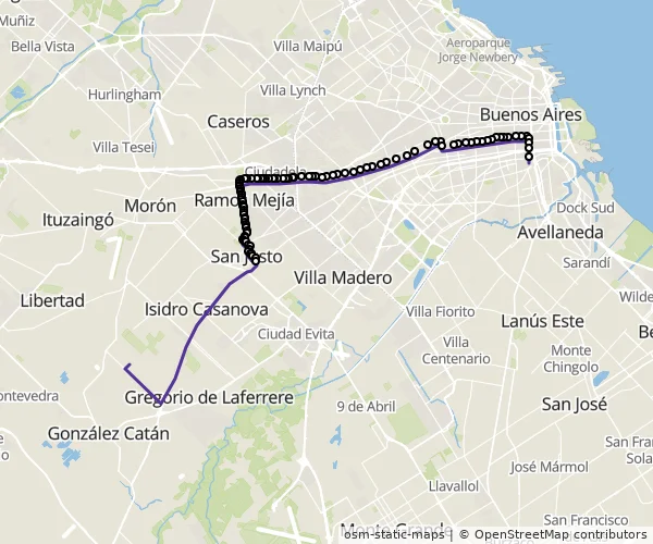 Mapa do itinerário da linha