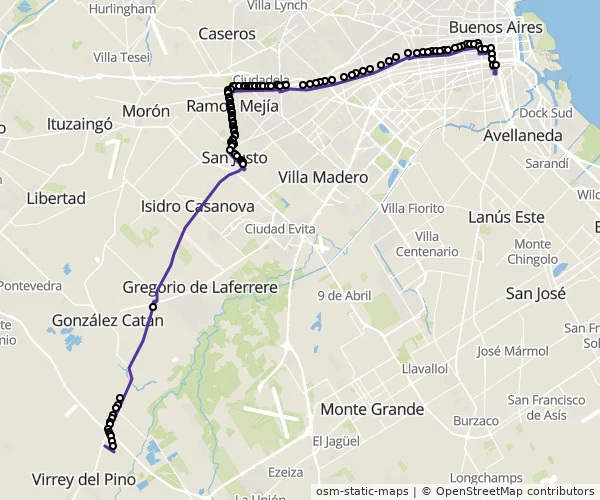 Mapa do itinerário da linha