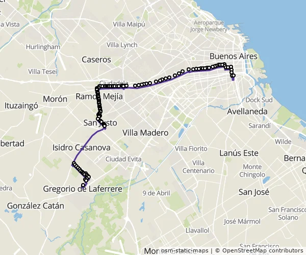 Mapa do itinerário da linha