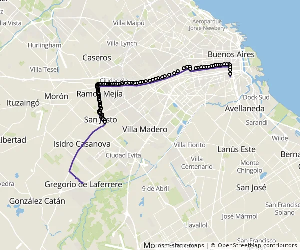 Mapa do itinerário da linha