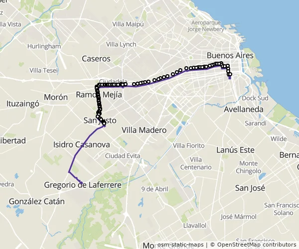Mapa do itinerário da linha