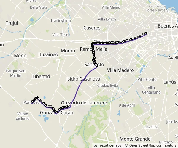 Mapa do itinerário da linha