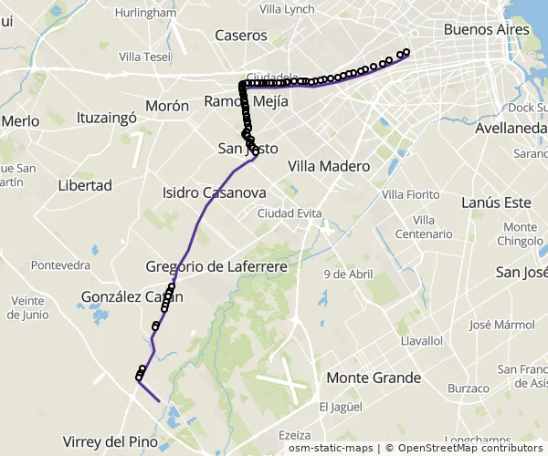 Mapa do itinerário da linha