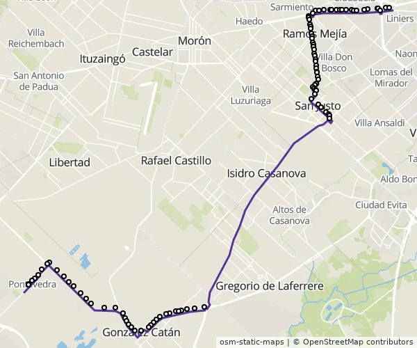 Mapa do itinerário da linha