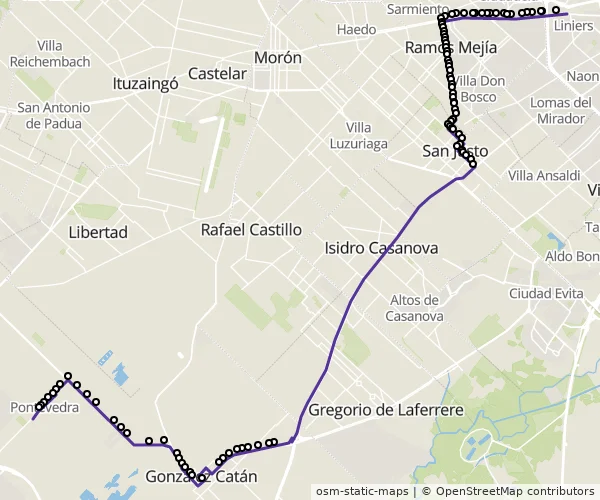 Mapa do itinerário da linha