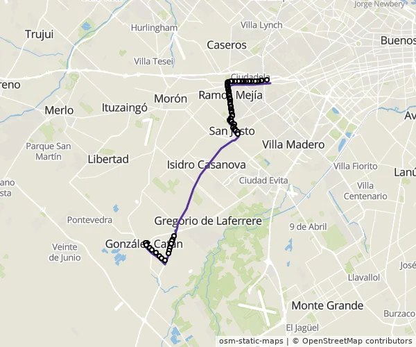 Mapa do itinerário da linha