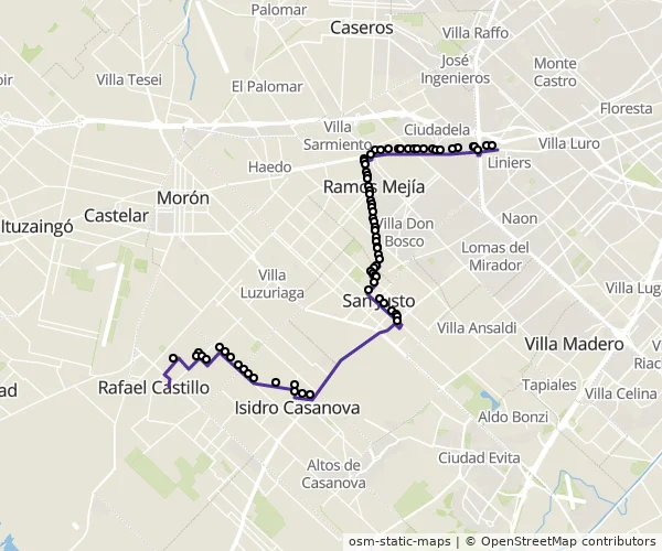 Mapa do itinerário da linha