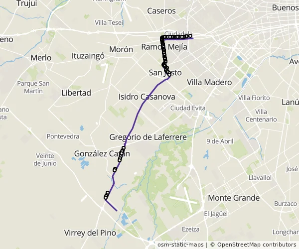 Mapa do itinerário da linha
