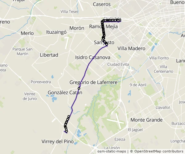 Mapa do itinerário da linha