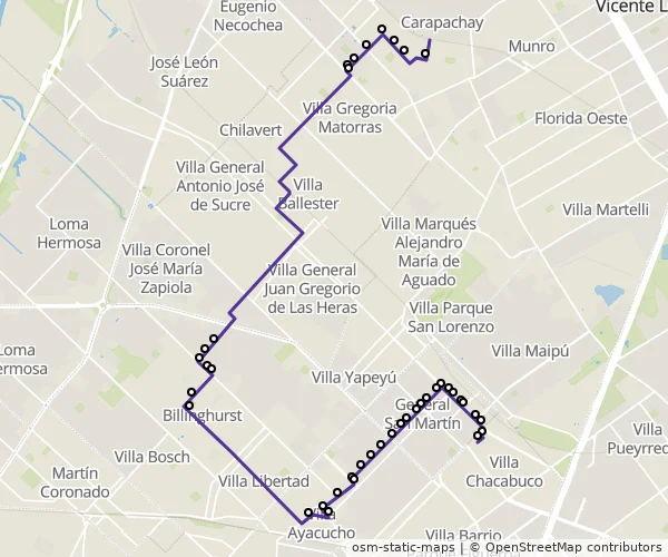 Mapa do itinerário da linha