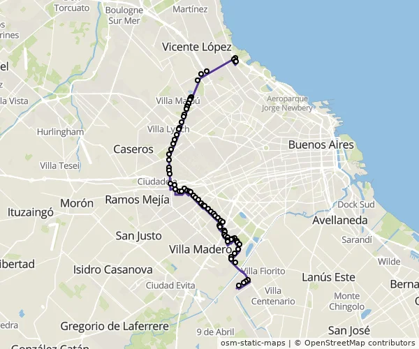 Mapa do itinerário da linha