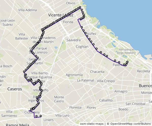 Mapa do itinerário da linha