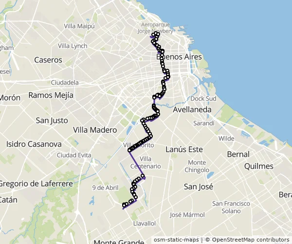 Mapa do itinerário da linha