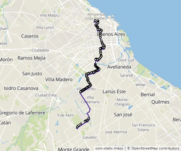 Mapa do itinerário da linha