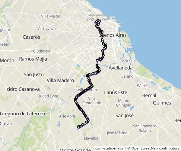 Mapa do itinerário da linha