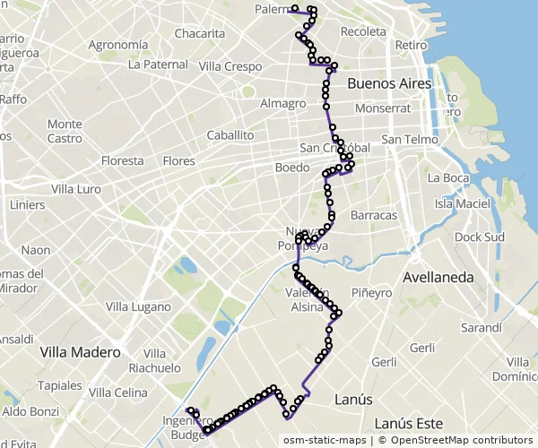 Mapa do itinerário da linha