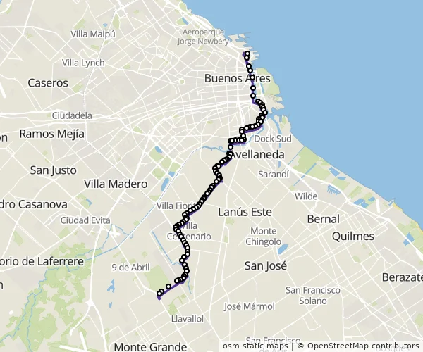 Mapa do itinerário da linha