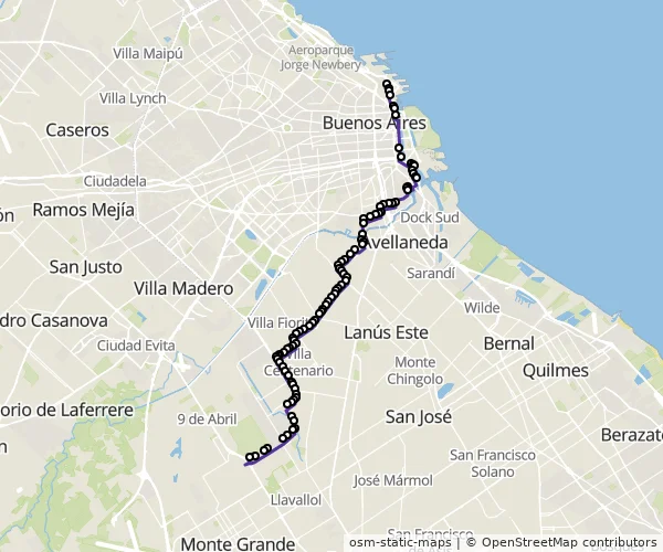 Mapa do itinerário da linha