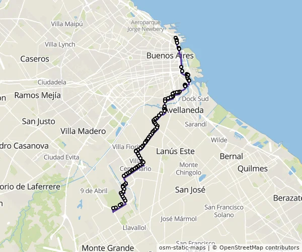 Mapa do itinerário da linha